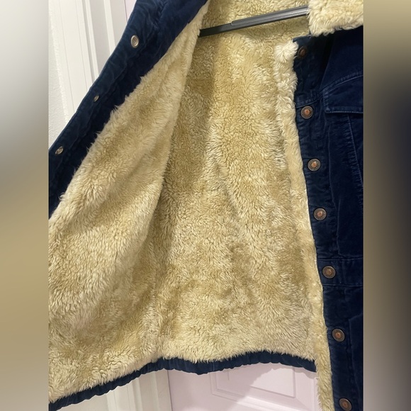 Vintage Roxy Jean Blue Velvet Jacket With Fur-Like Lining - Picture 5 of 8